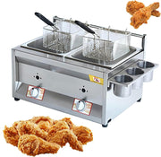 20L Double Tank Gas Deep Fryer Stainless Steel LPG Commercial