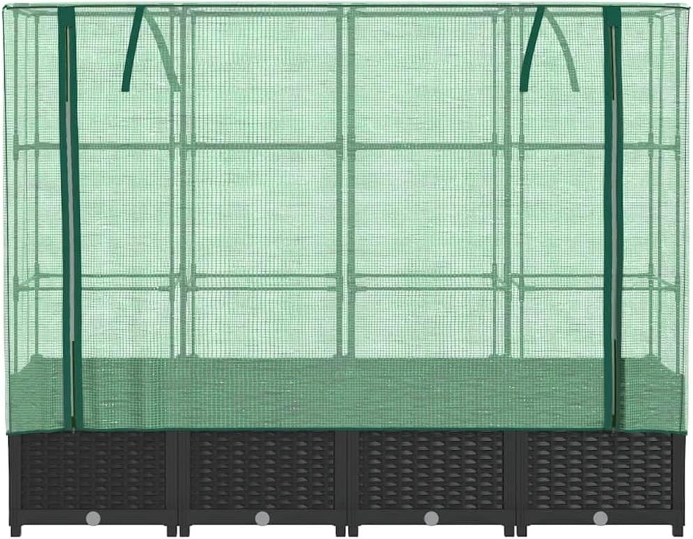 Extra Large Raised Garden Planter with Greenhouse Cover 160x40x138cm