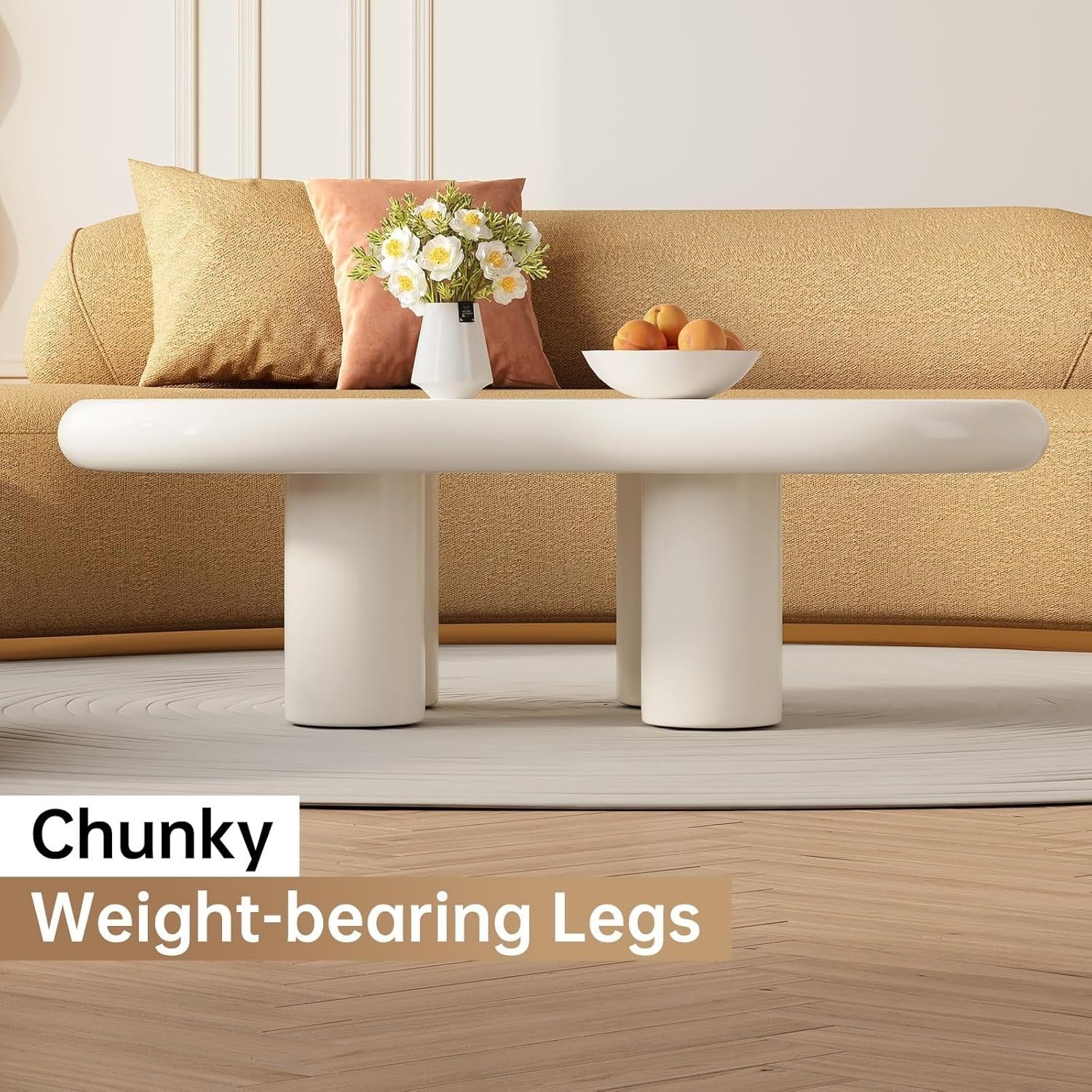 Modern Cloud Coffee Table Rounded Edges Durable Rubber Wood 72x117x40cm