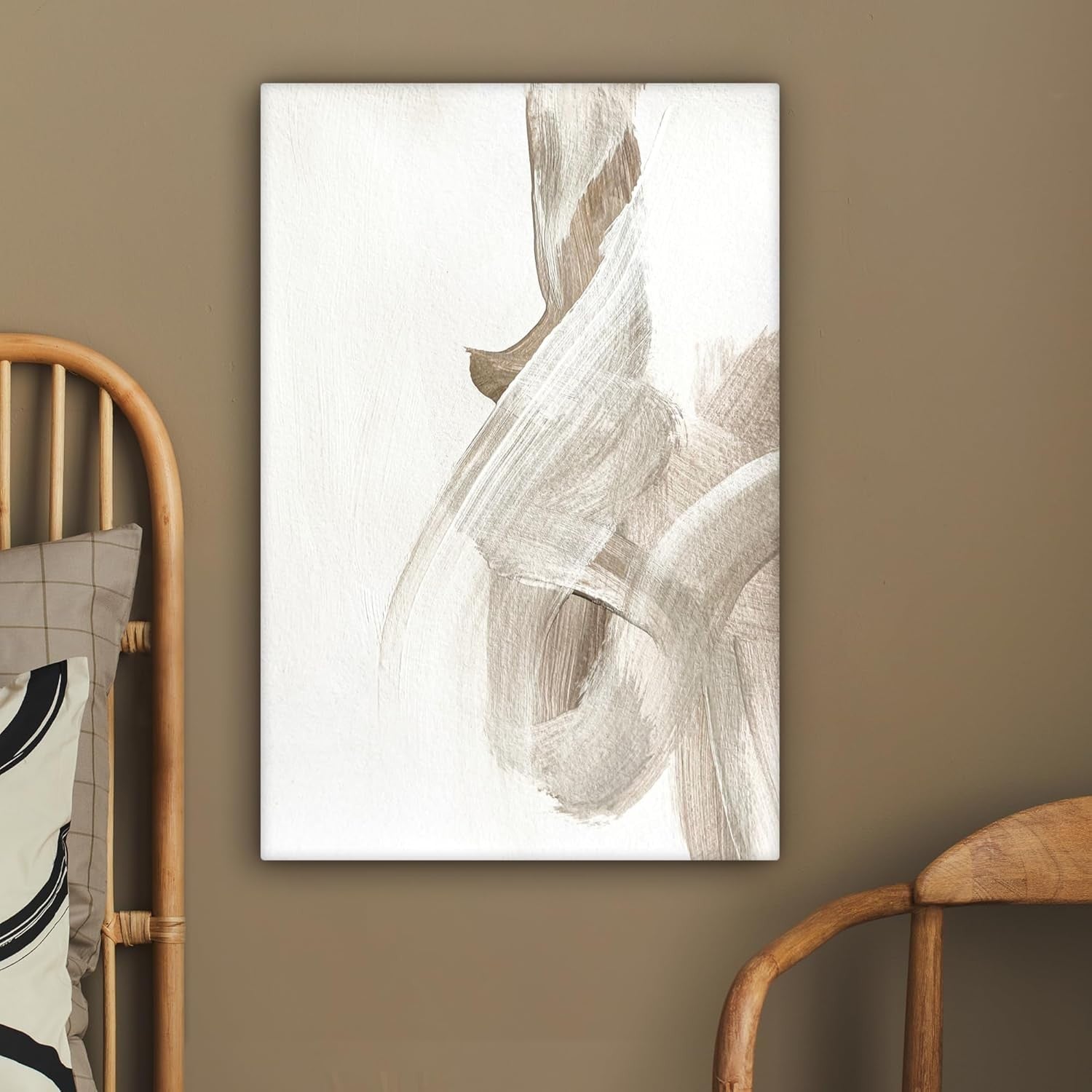 Abstract Beige Canvas Wall Art 40x60cm Modern Living Room