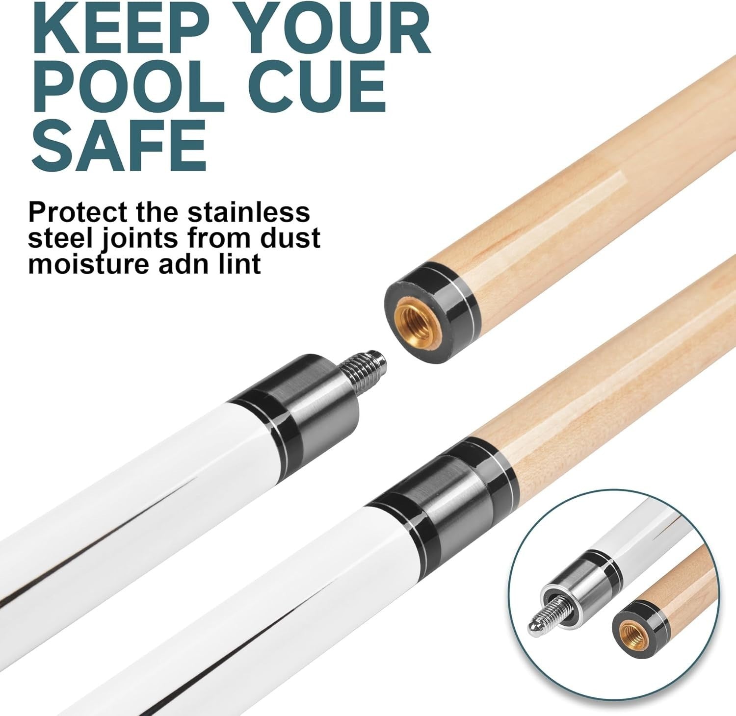 57" Pro Pool Cue Low Deflection Maple Billiard Stick 13mm 2-Piece