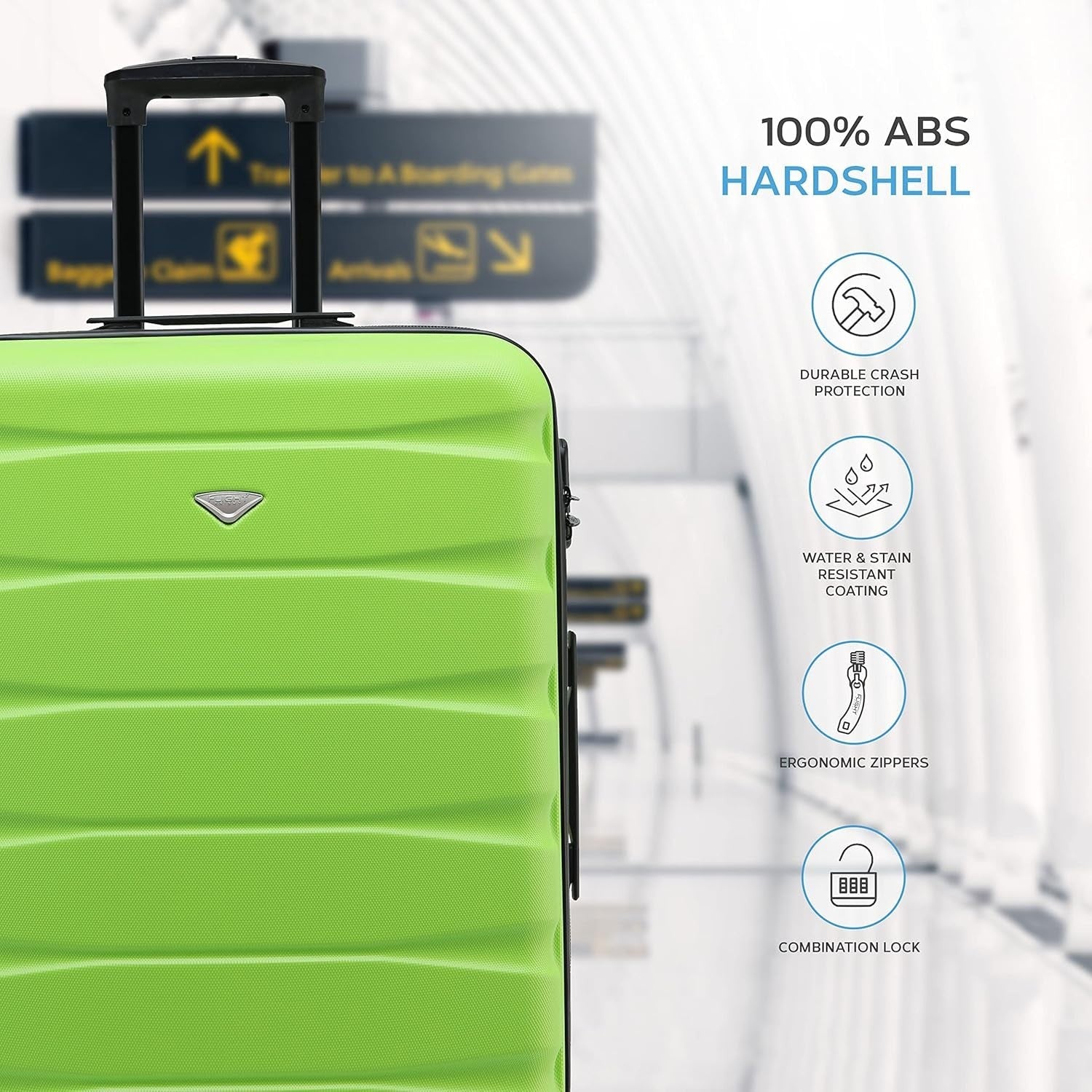 25” Medium Checked Suitcase ABS Hard Shell 4 Wheel Spinner Lock