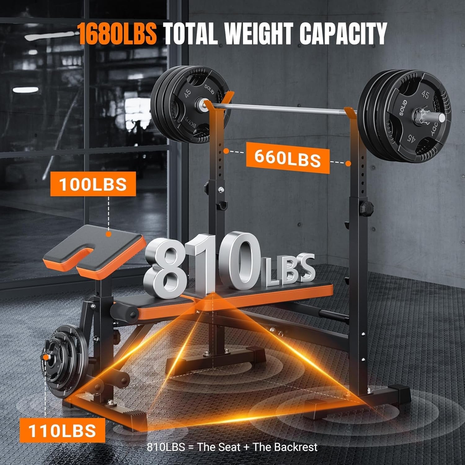 Multi Function Weight Bench Leg Press Squat Rack Home Gym