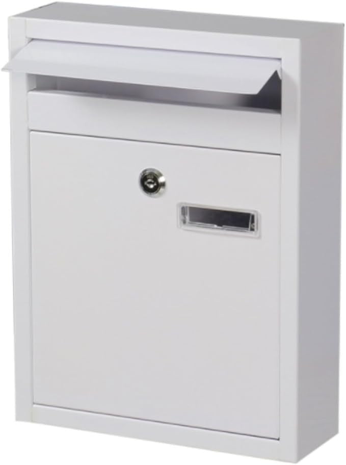 Wall Mount Locking Mailbox Metal Drop Box Secure Slot Postbox for Home Office
