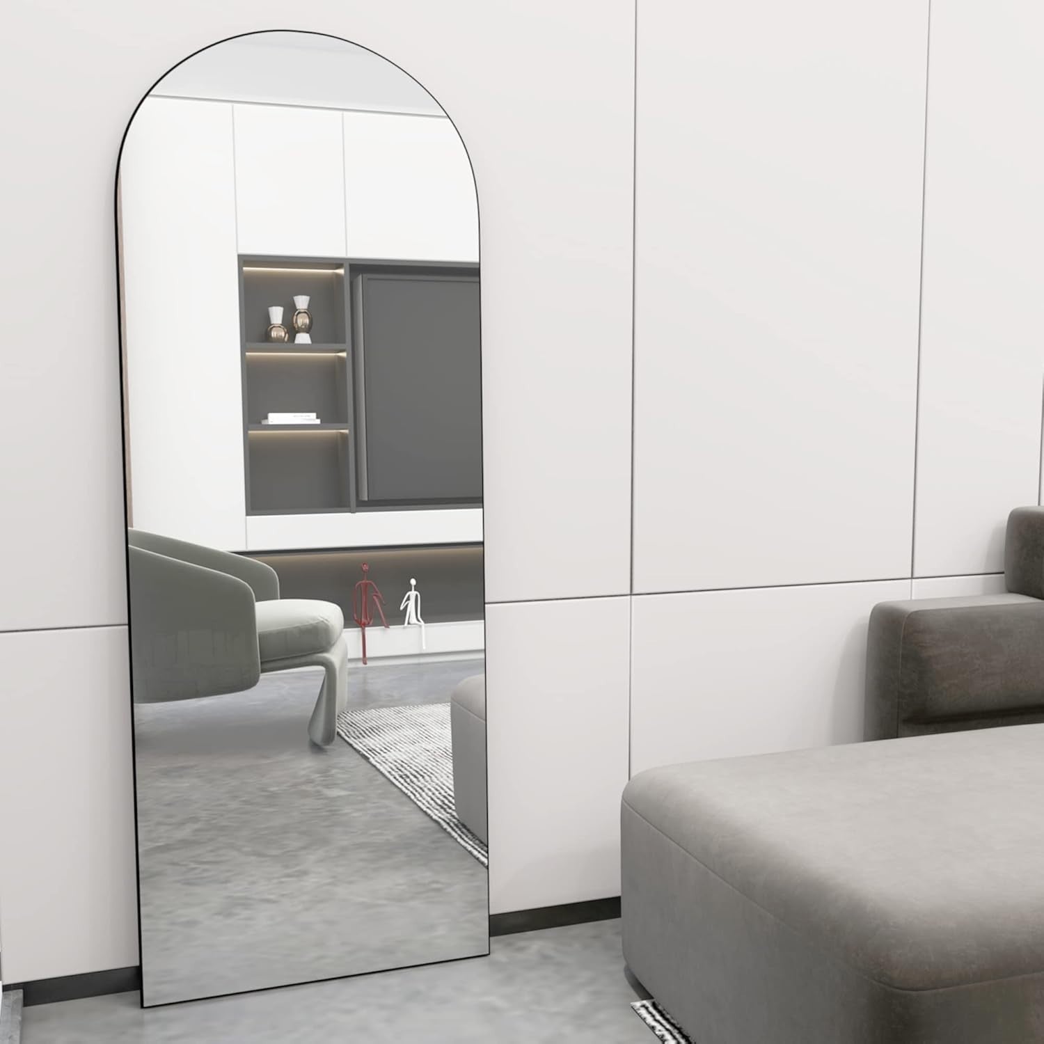 Arched Full Length Mirror 165x60cm Black Wall Leaning Standing Bedroom