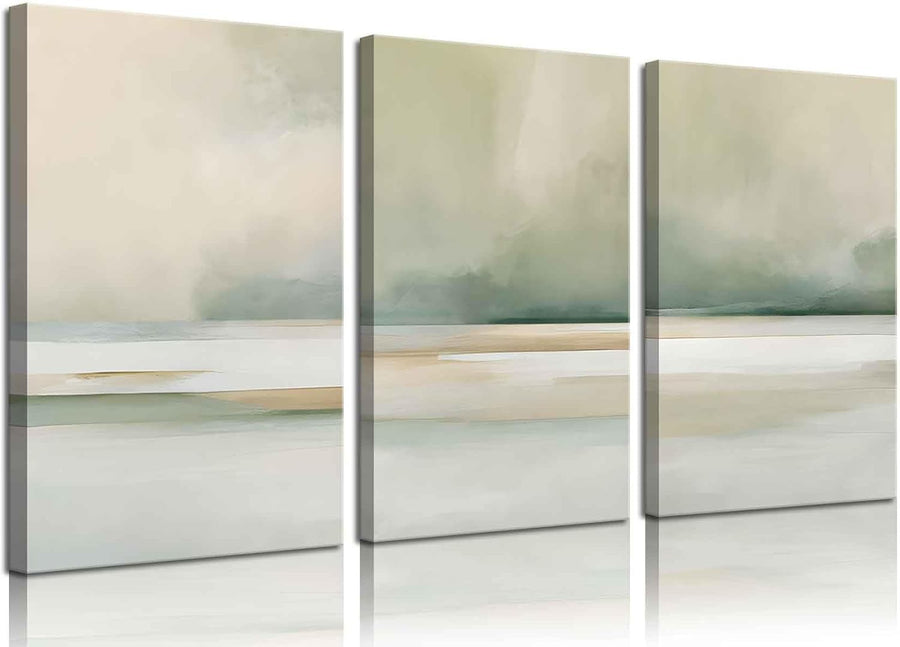 Sage Green Canvas Wall Art Set of 3 16x24in