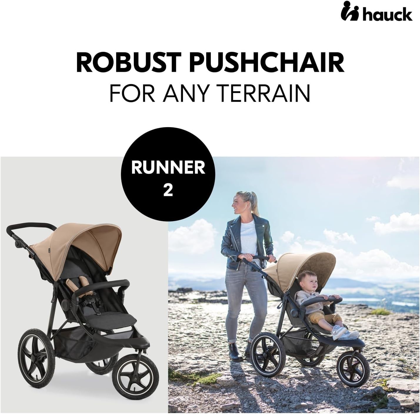 All Terrain Baby Pushchair XL Air Wheels Reclining From Birth 22kg Raincover