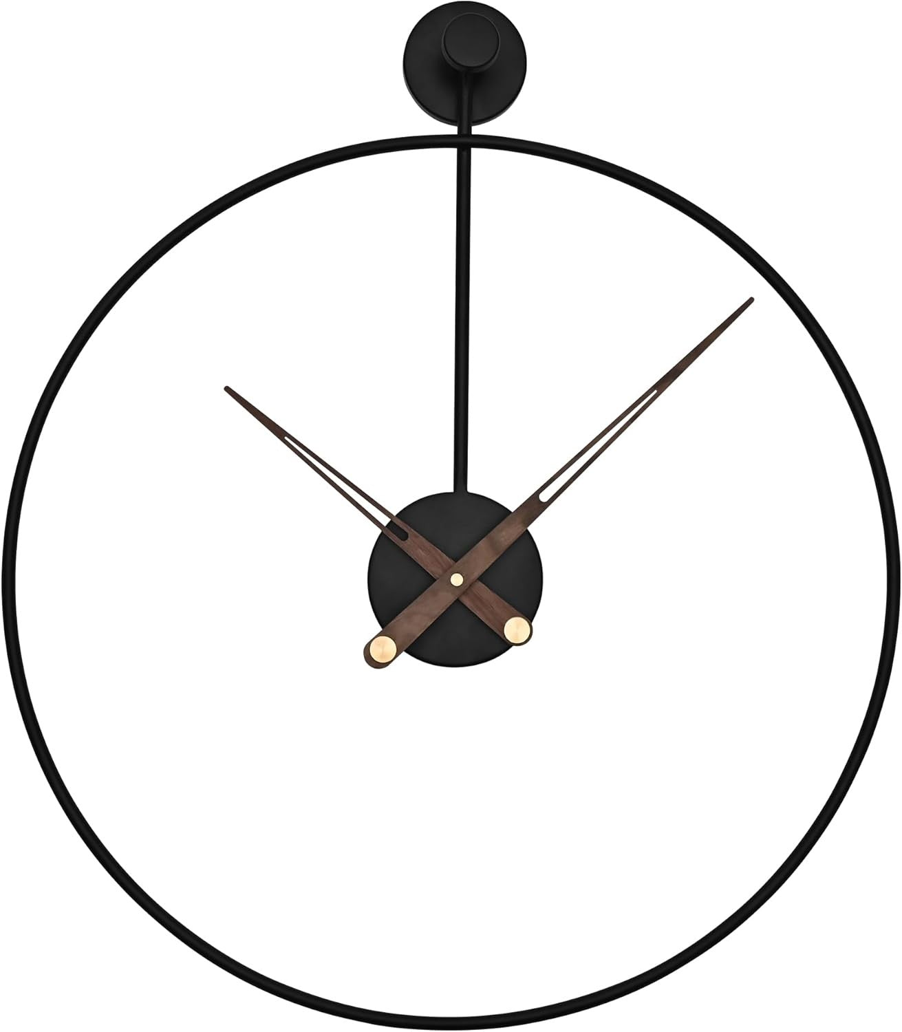 Large 50cm Modern Black Metal Wall Clock Silent Non-Ticking Minimalist Round Dec