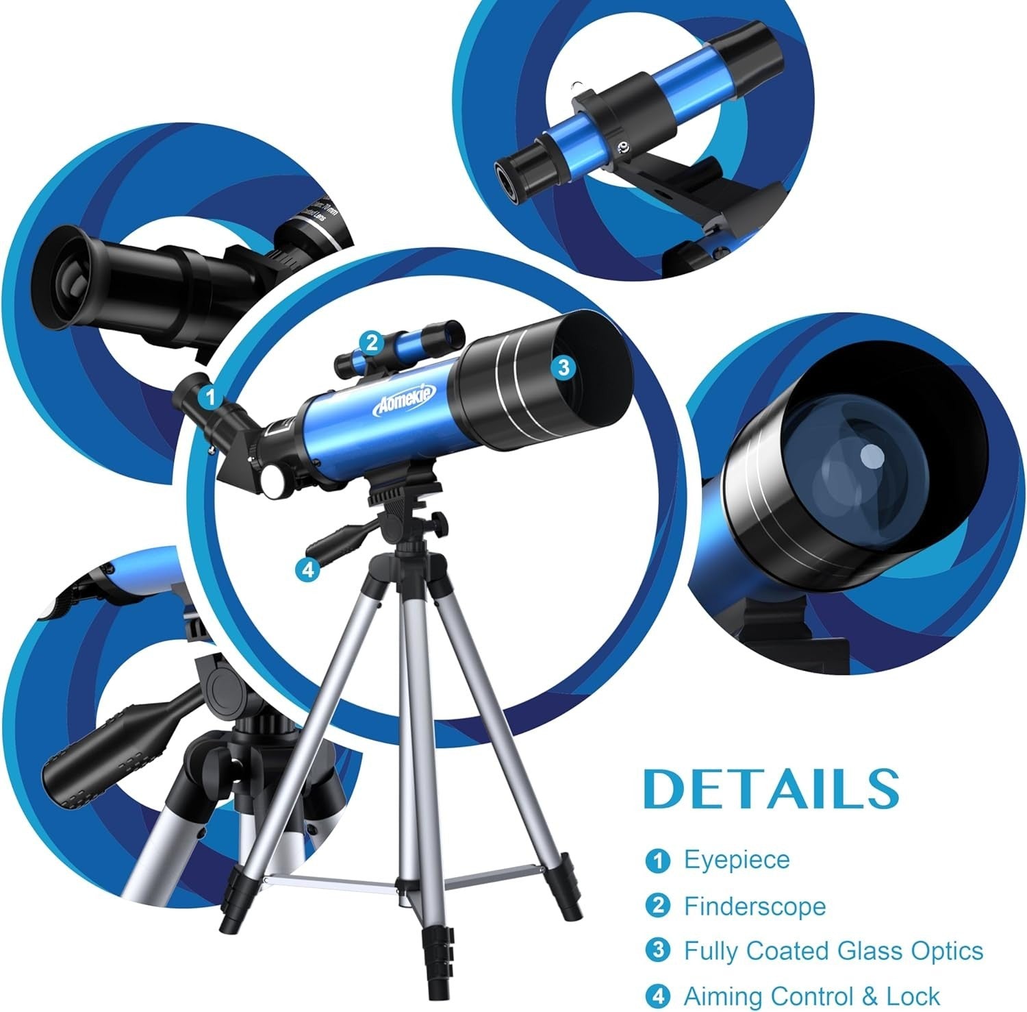 70mm Aperture 400mm Refractor Telescope for Adults & Kids with Tripod