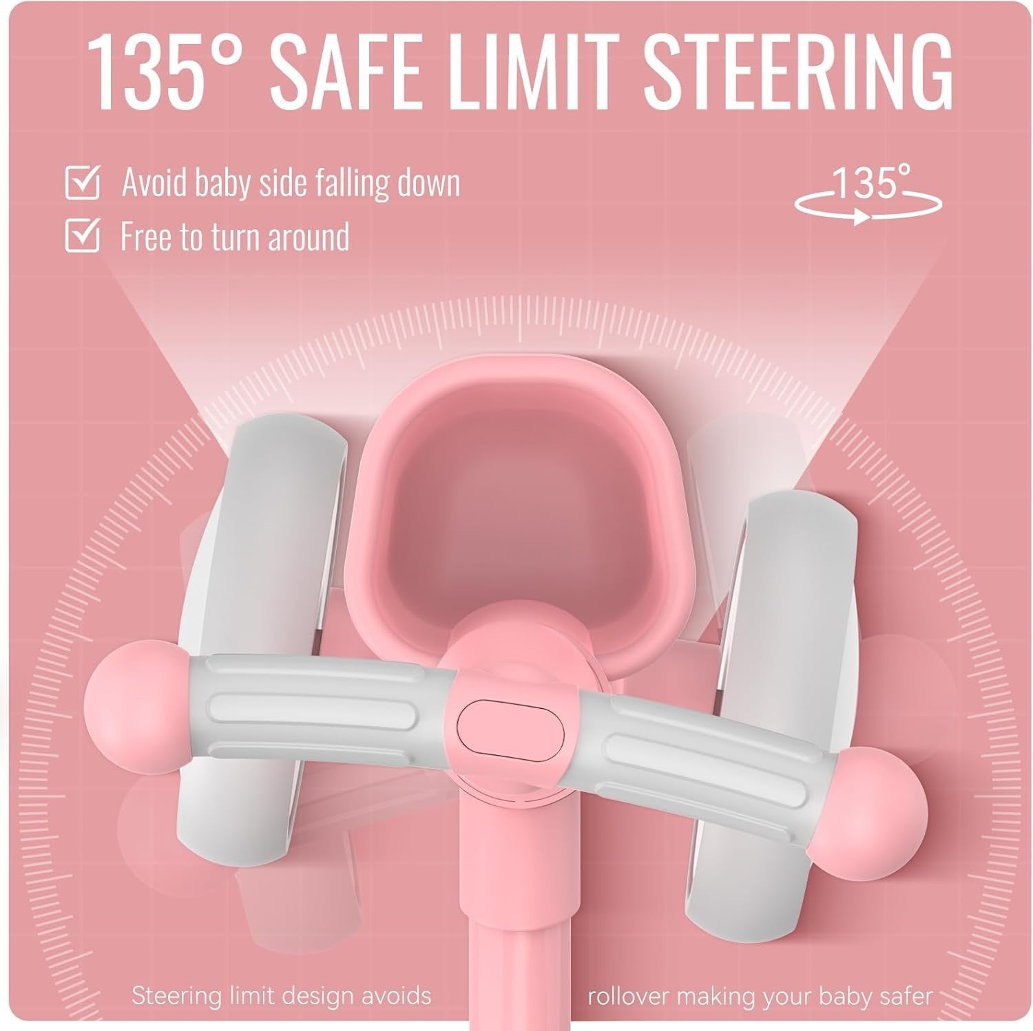 Toddler Balance Bike 12-24 Months Adjustable Seat 4 Wheel Pink