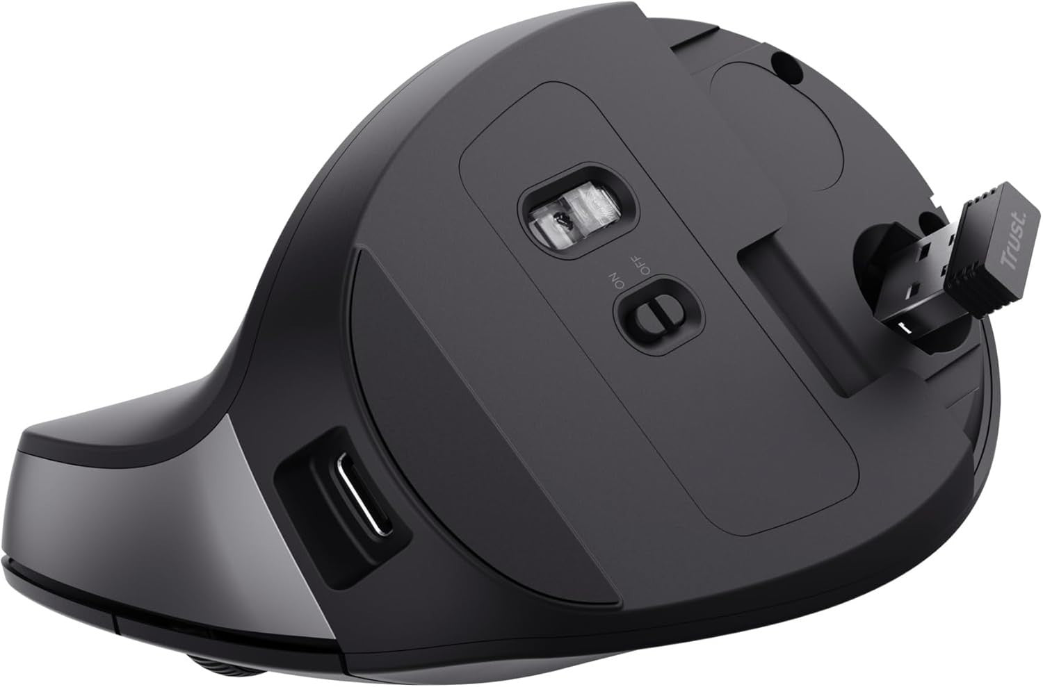 Rechargeable Vertical Ergonomic Mouse 2400 DPI 6 Button USB Black