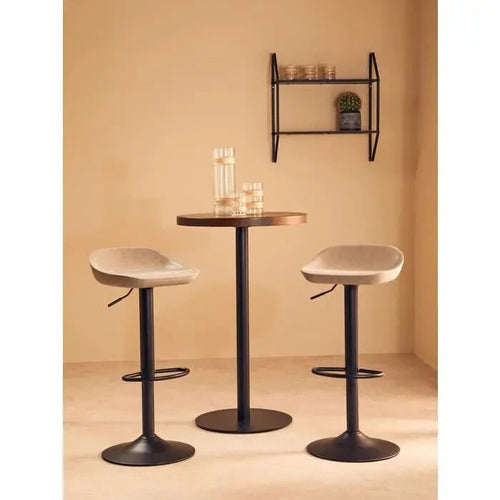 Set of 2 Grey Bar Stools Leather Effect Adjustable Swivel Kitchen Chairs