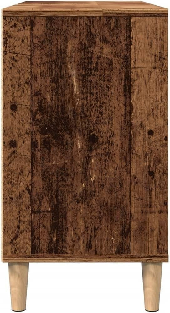 Rustic Old Wood Bathroom Sink Cabinet – Vintage Vanity Unit with Shelves 80cm (S