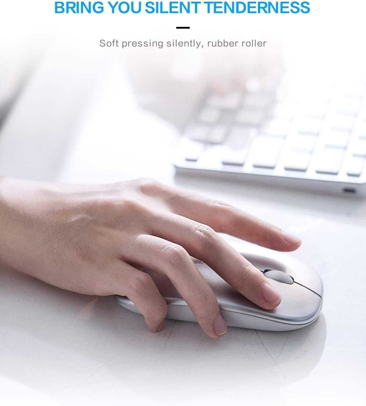 Ultra Slim Rechargeable Wireless Mouse Silent Click 2.4G USB Laptop PC