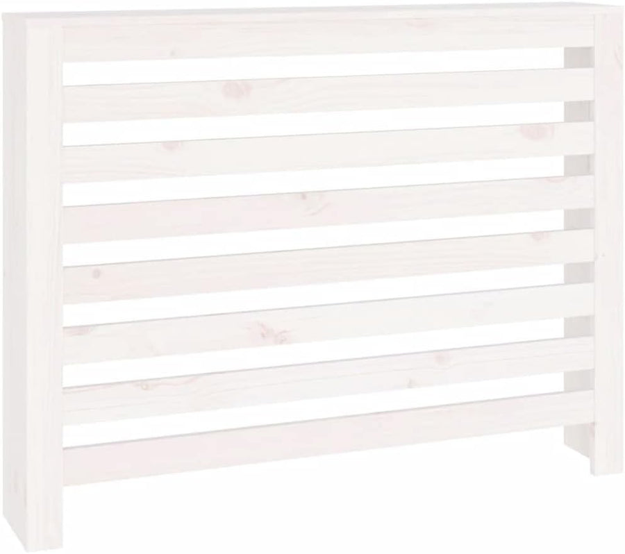 White Radiator Cover Solid Pine Wood Slatted Shelf 108.5x19x84cm
