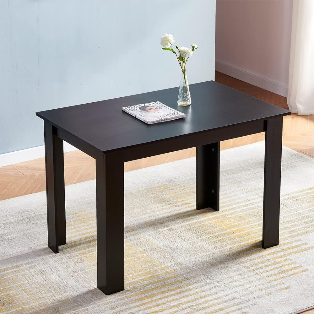 Black Dining Table Set 4 Grey Velvet Chairs Modern Space-Saving Kitchen