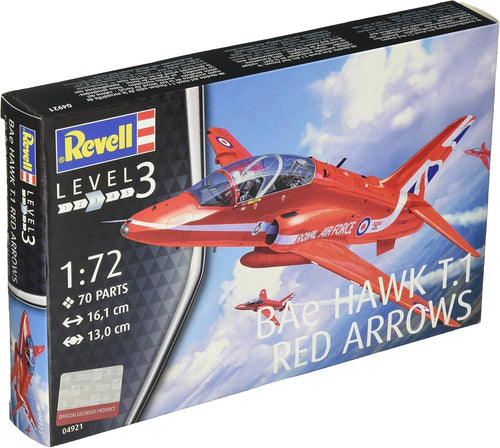 Red Arrows BAE Hawk T.1 1:72 Scale Plastic Model Kit - Unpainted, 70 pcs