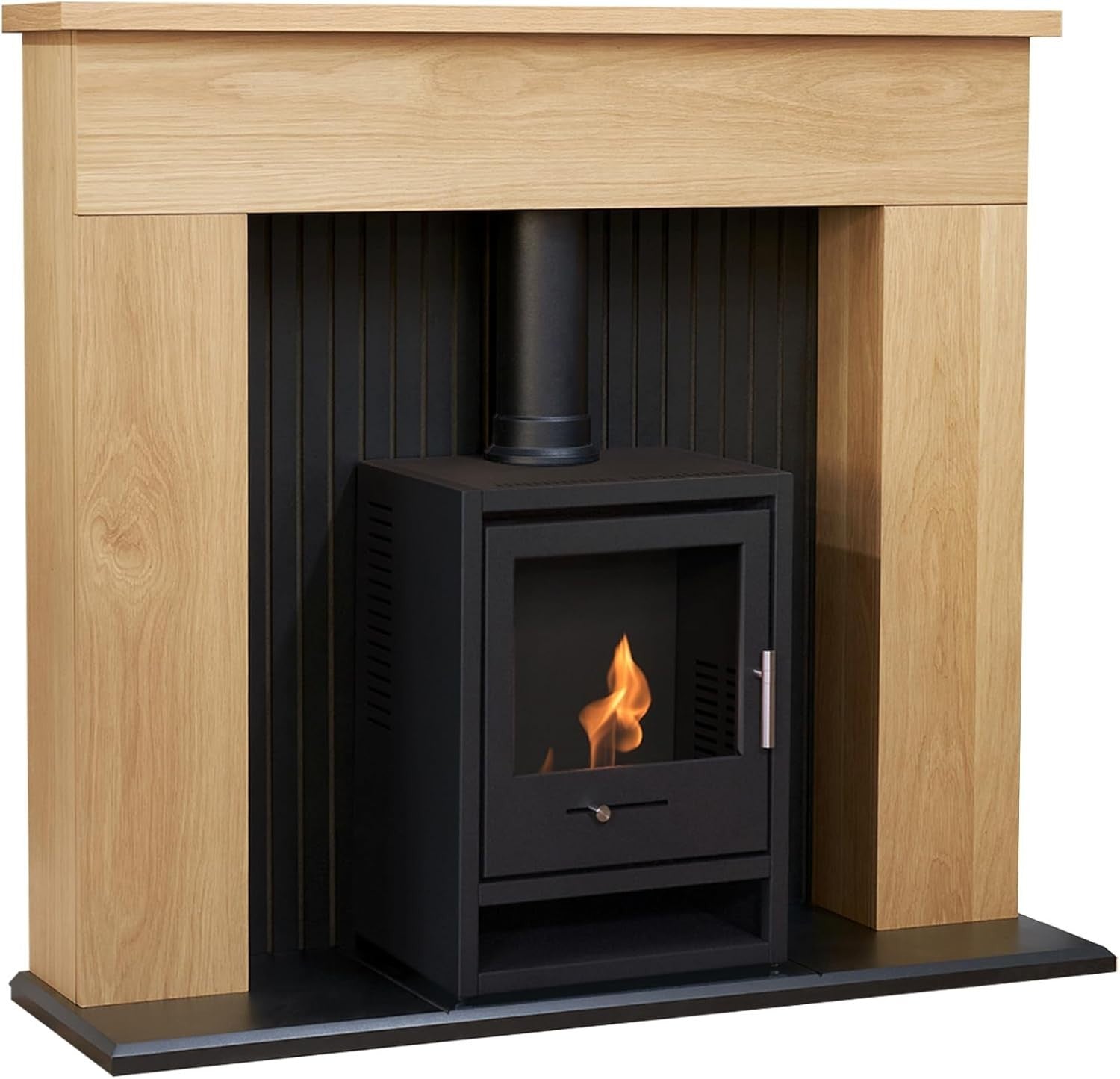 45" Oak Bio Ethanol Stove Fireplace - Eco Friendly, Freestanding Heater