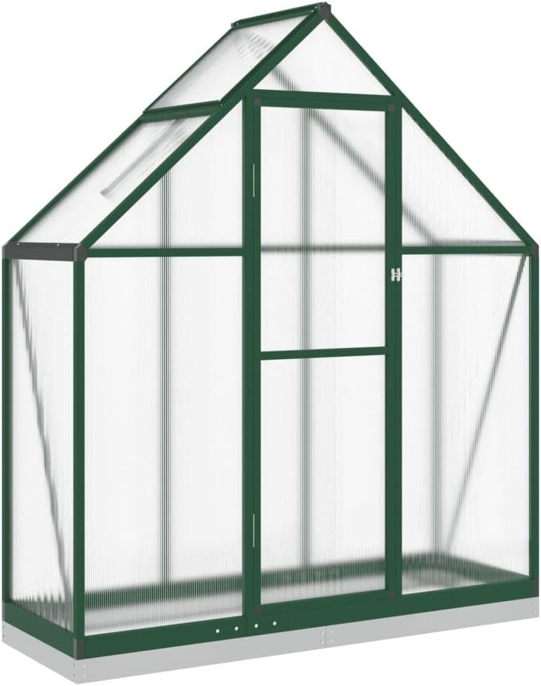 Aluminium Walk-In Greenhouse 169x58x202cm Green Polycarbonate with Base