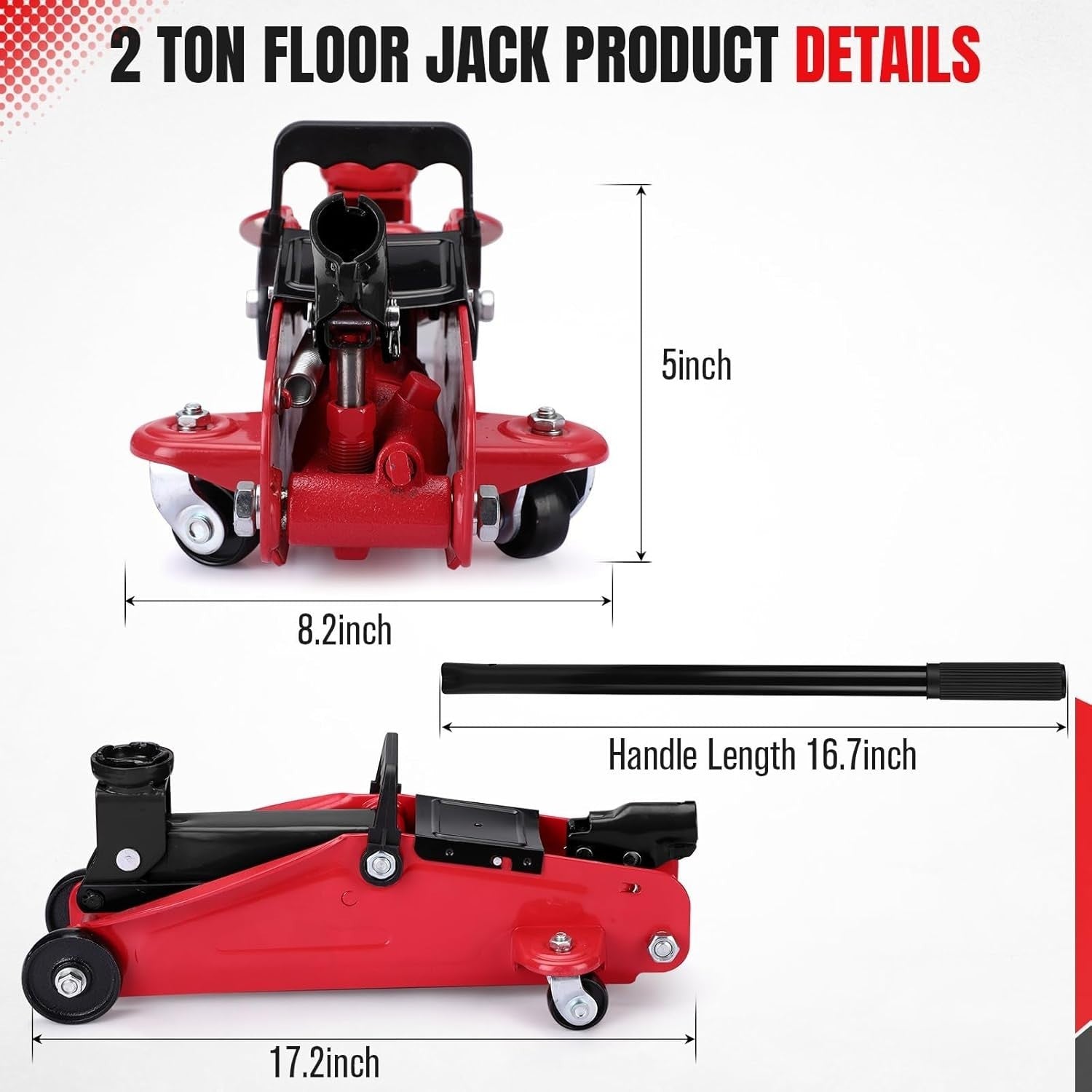2 Ton Low Profile Hydraulic Trolley Jack 3.3–13" Heavy Duty Car Lift Carry Bag