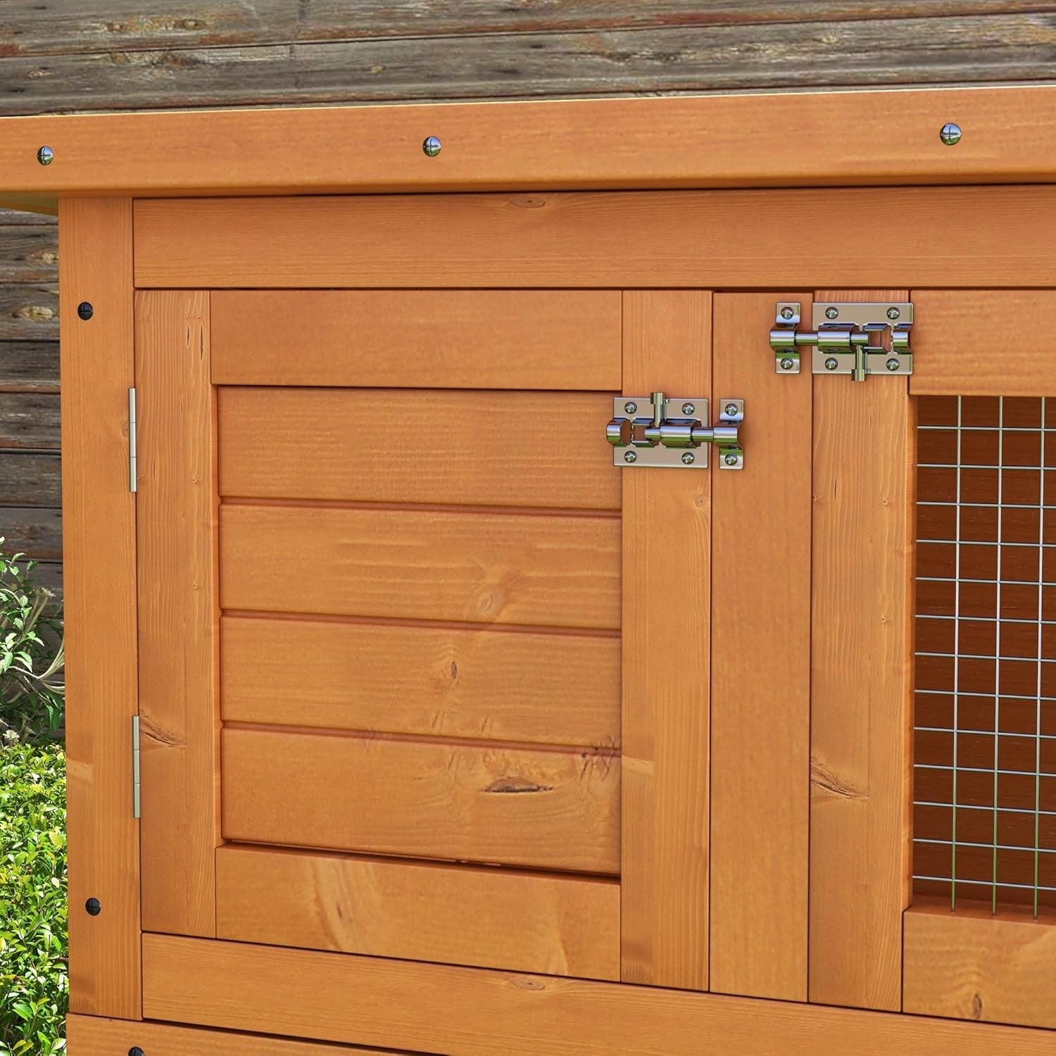 Large 2 Tier Rabbit Hutch Double Decker Wooden Cage Sliding Tray Roof