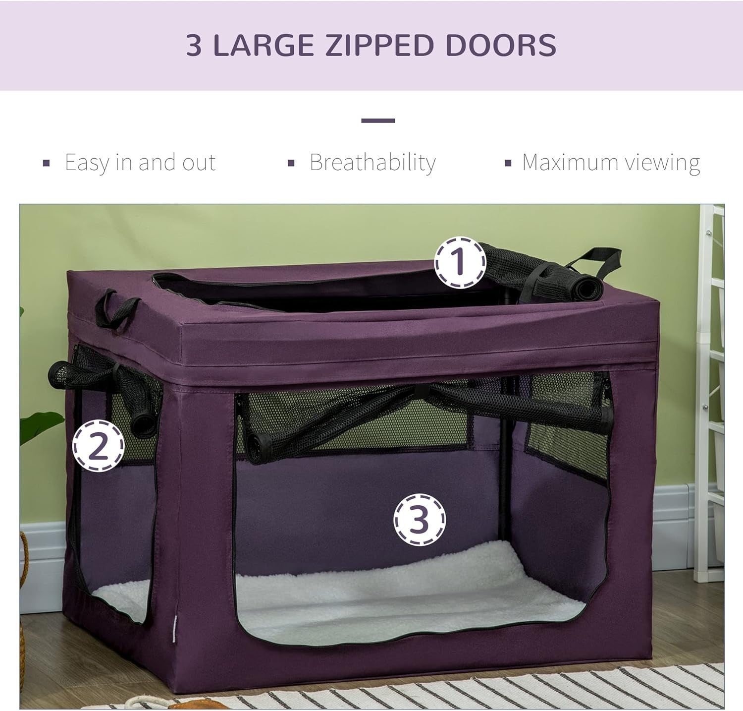 Soft Pet Carrier Crate with Cushion & Mesh Doors – Portable Travel Bag