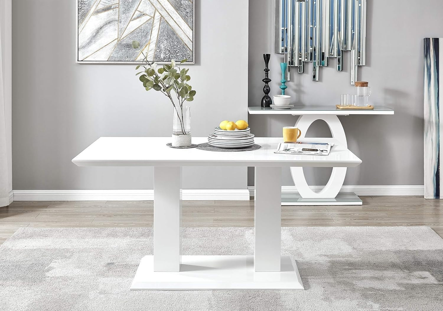 Modern White Gloss Dining Table Rectangular 150cm – Sleek & Durable