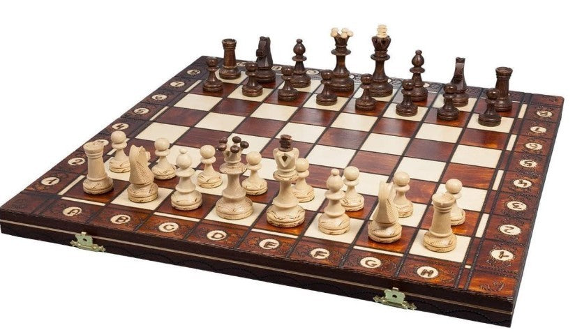 Luxury 16" Wooden Chess Set Handmade Board & Carved Pieces – Gift Classic