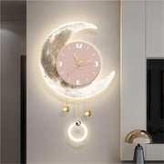 LED Moon Wall Clock 66cm Modern Light Sculpture Art Decor for Bedroom Hallway