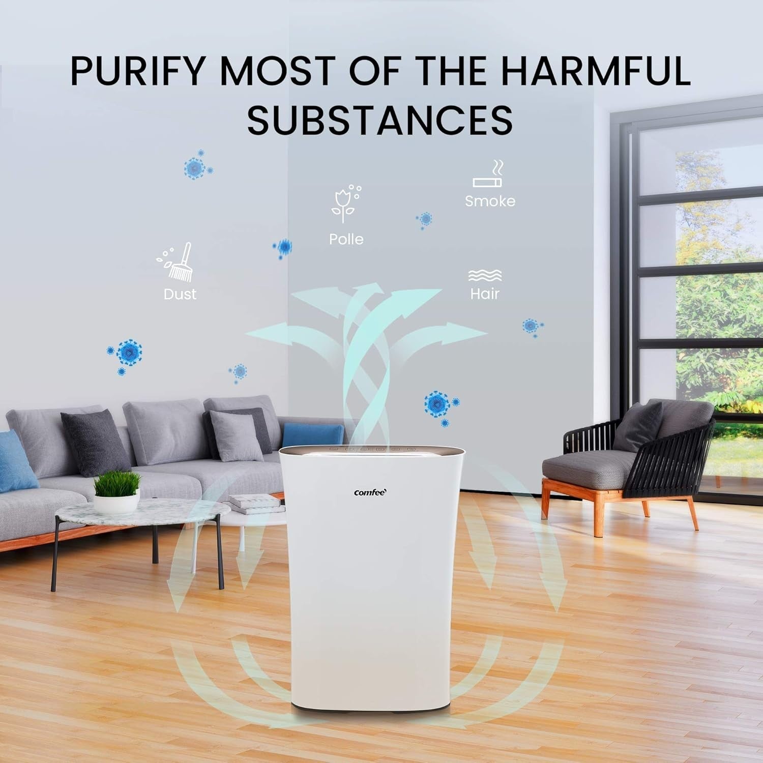 True HEPA Air Purifier Large Room 45m² CADR 210 Quiet Sleep Mode Timer