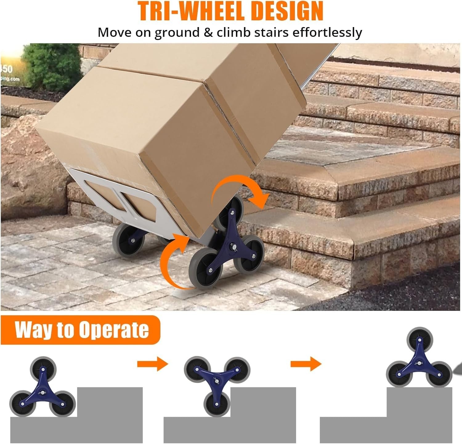 Heavy Duty Stair Climbing Hand Truck 550lb Aluminum Dolly 6 Wheels