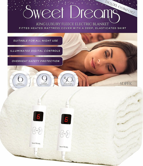 King Size Electric Underblanket Dual Control Luxury Fleece Fast Heat Auto Off