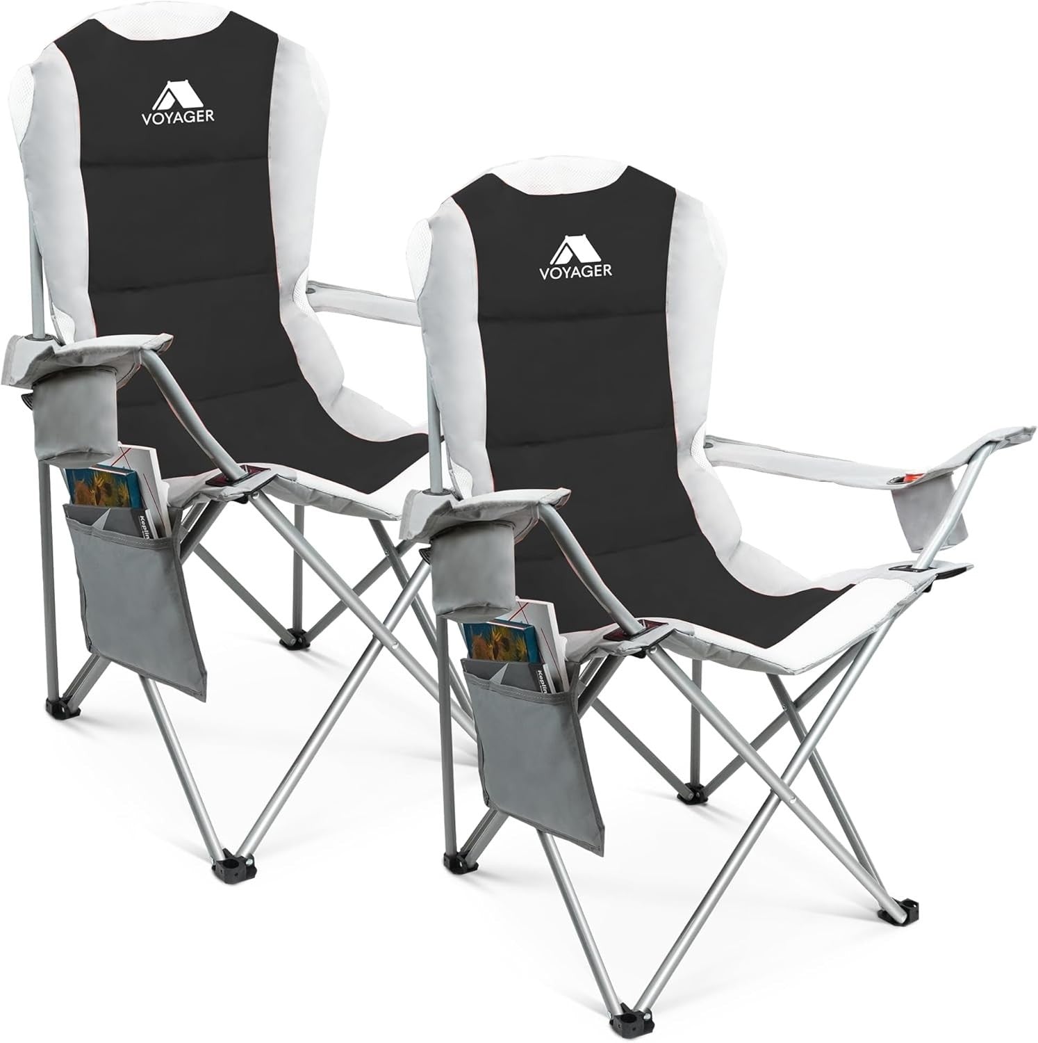 Premium Foldable Padded Camping Chair with Cup Holder & Side Pockets