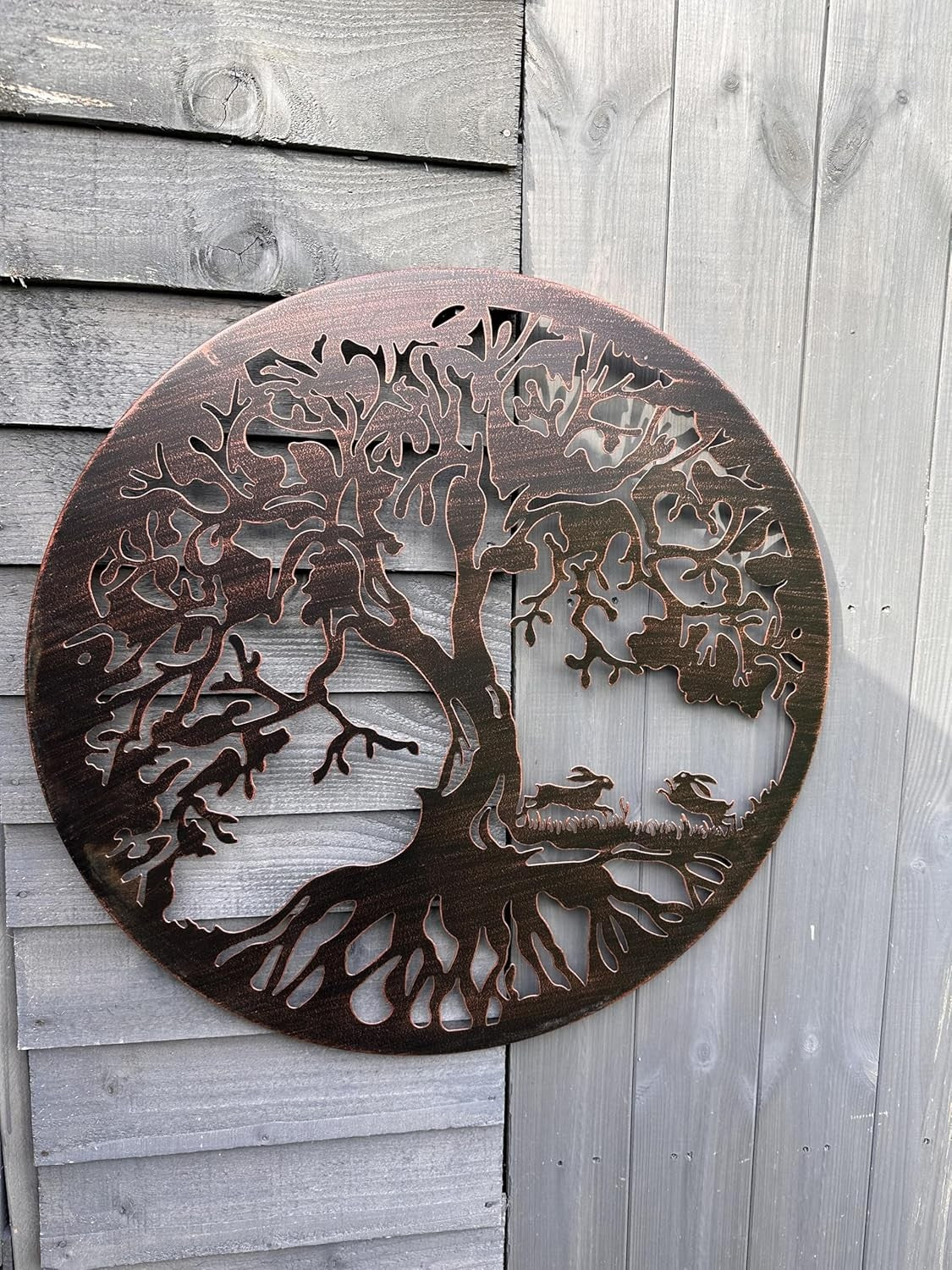 Bronze Tree of Life Wall Art 60cm Boxing Hares Indoor Outdoor
