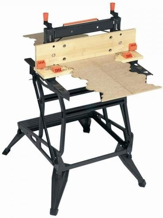 Dual-Height Folding Workbench with Vertical Clamp Steel Frame Heavy Duty
