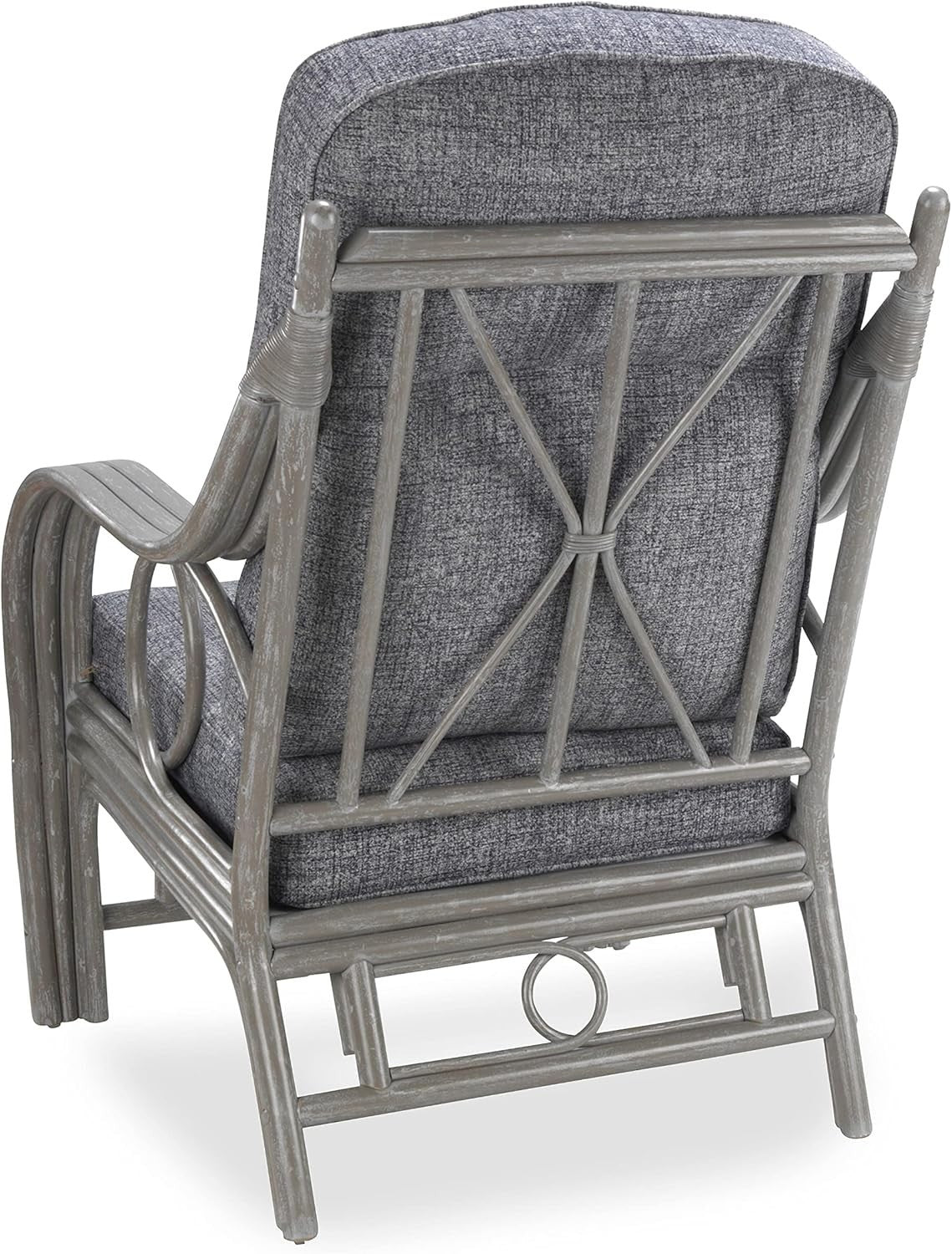 Grey Rattan Conservatory Armchair Indoor Cane Lounge Chair with Easy-Clean