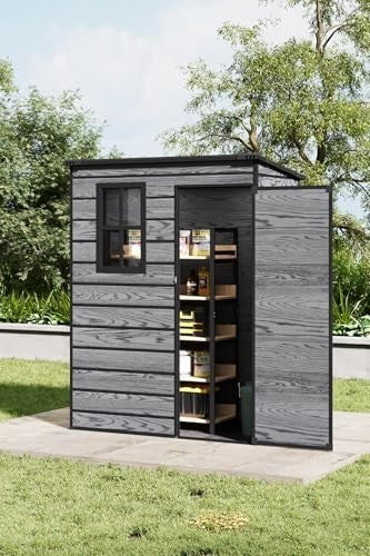 Plastic Garden Shed 4.6x2.6ft Outdoor Waterproof Storage with Floor & Window