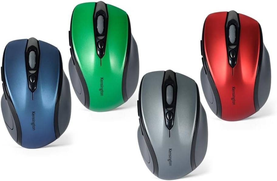 Wireless Mouse Mid Size 5 Button Optical Ergonomic USB Nano Red