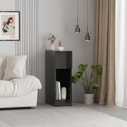 High Gloss Black Slim Bedside Table with Drawer & Shelf – Modern Narrow Nightsta