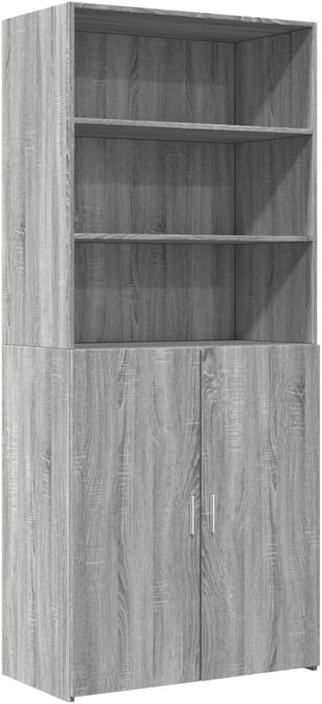 Modern Grey Sonoma Storage Cabinet with Doors & Shelves for Bedroom