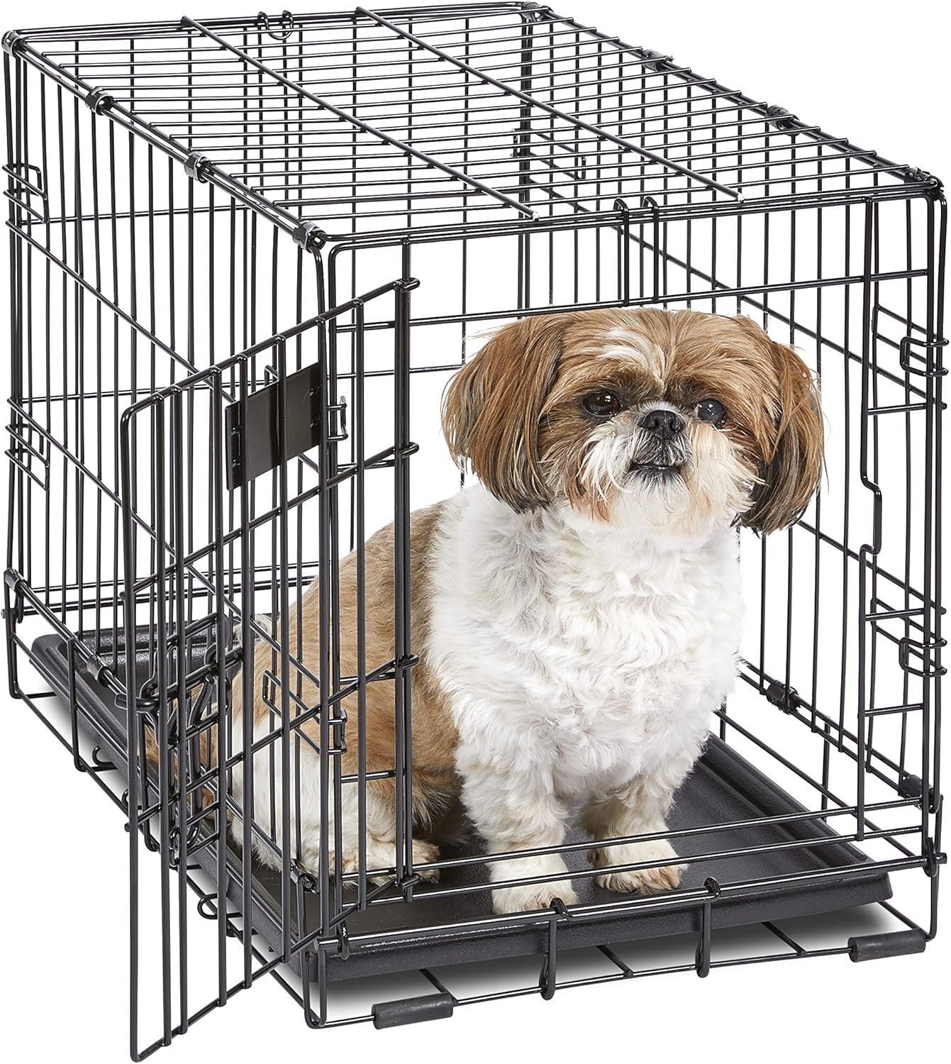 Secure Portable Dog Crate with Leak-Proof Pan, Divider & Rubber Feet – 58cm Smal