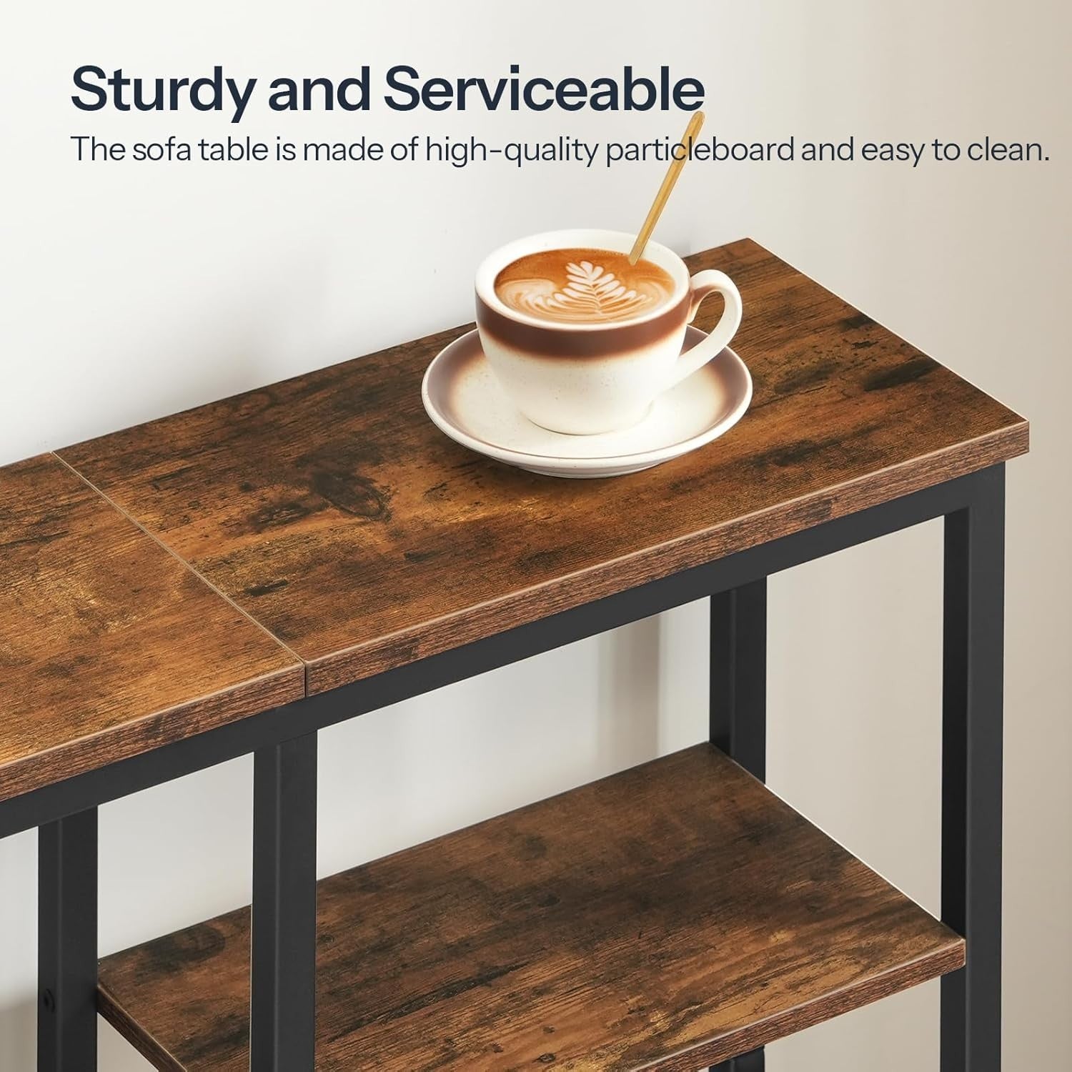 Slim Console Table with 4-Tier Storage Shelves, Industrial Style, Compact