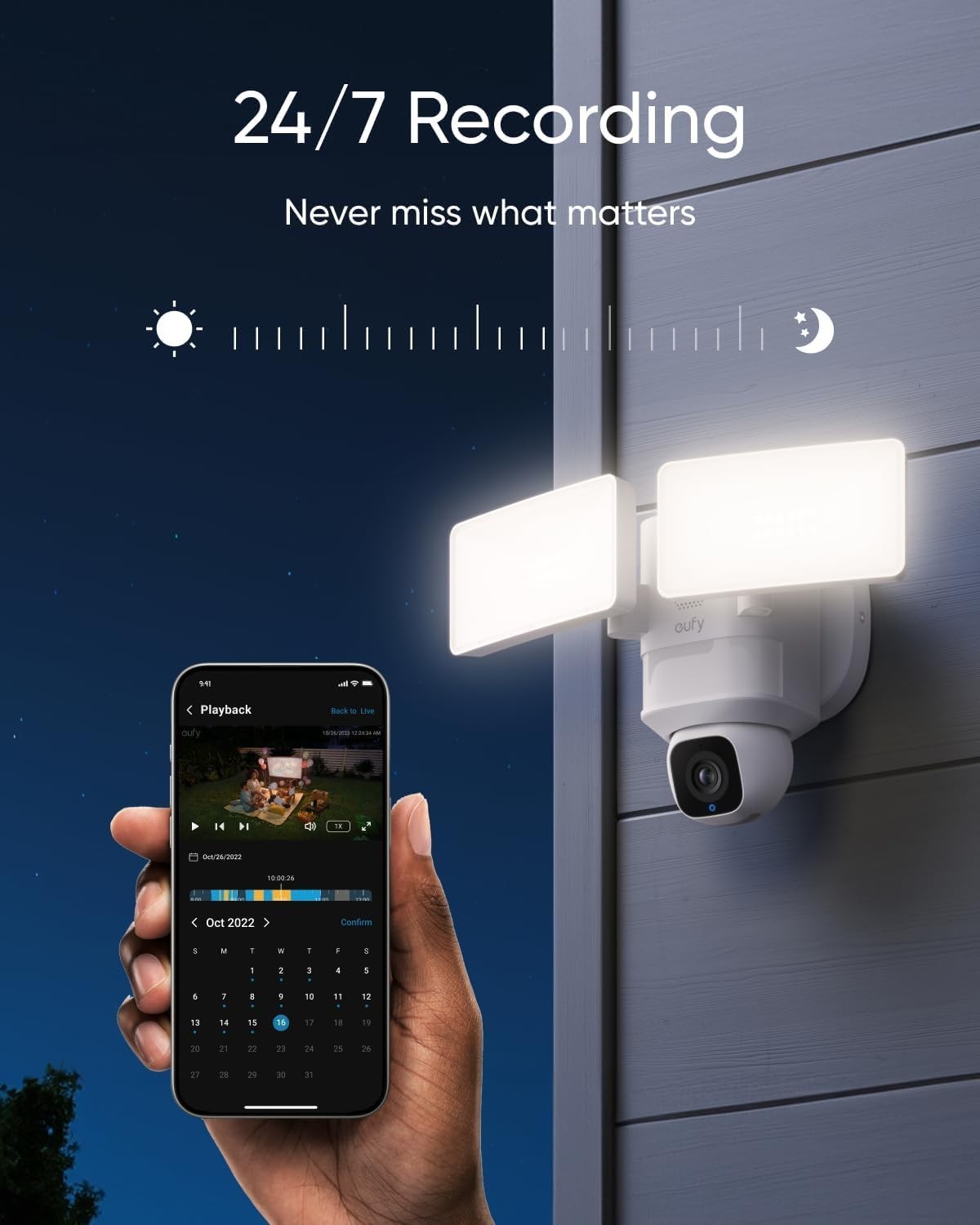 2K Floodlight Security Camera 360° PTZ AI Tracking WiFi Outdoor Cam