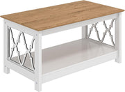 Modern Rectangular Coffee Table with Storage Shelf White Oak 90x50x44cm