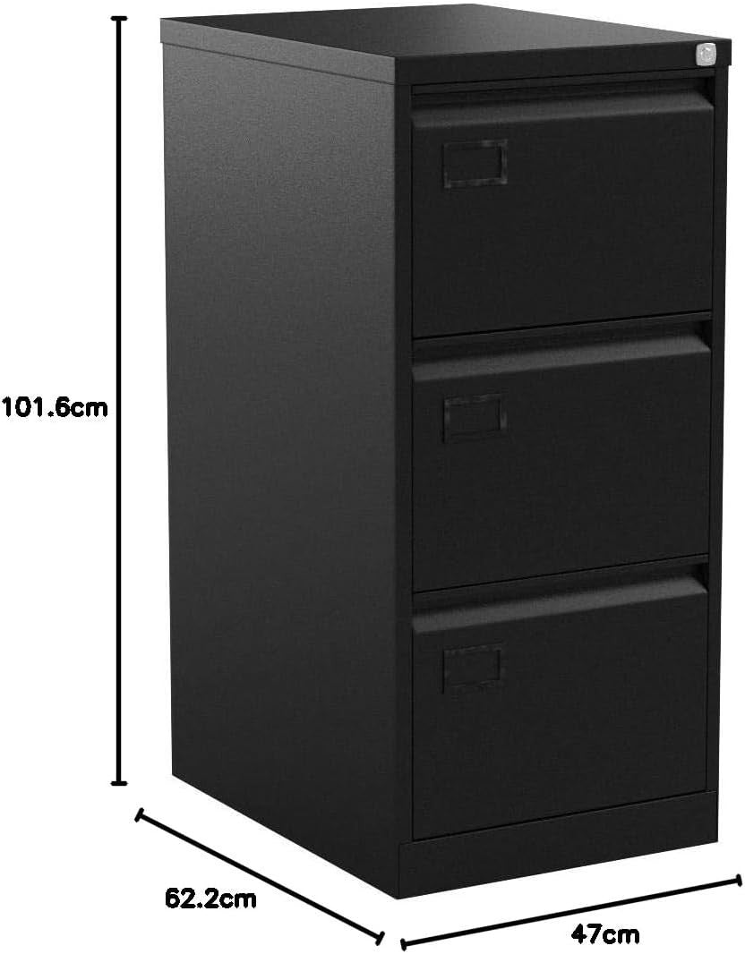 3 Drawer Steel Filing Cabinet Lockable Office File Storage A4 Foolscap