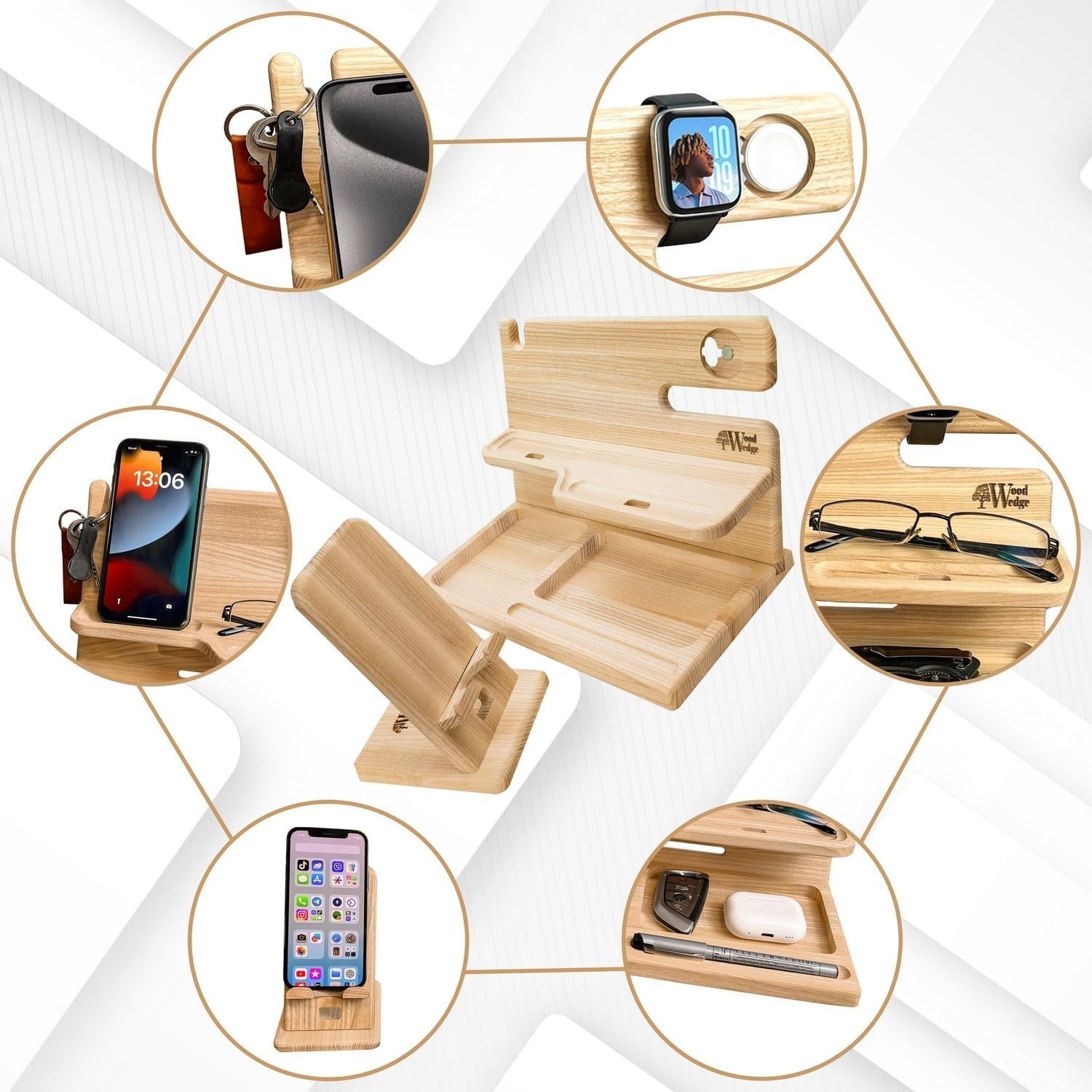 Handcrafted Wooden Docking Station 2-in-1 Desk & Bedside Organiser
