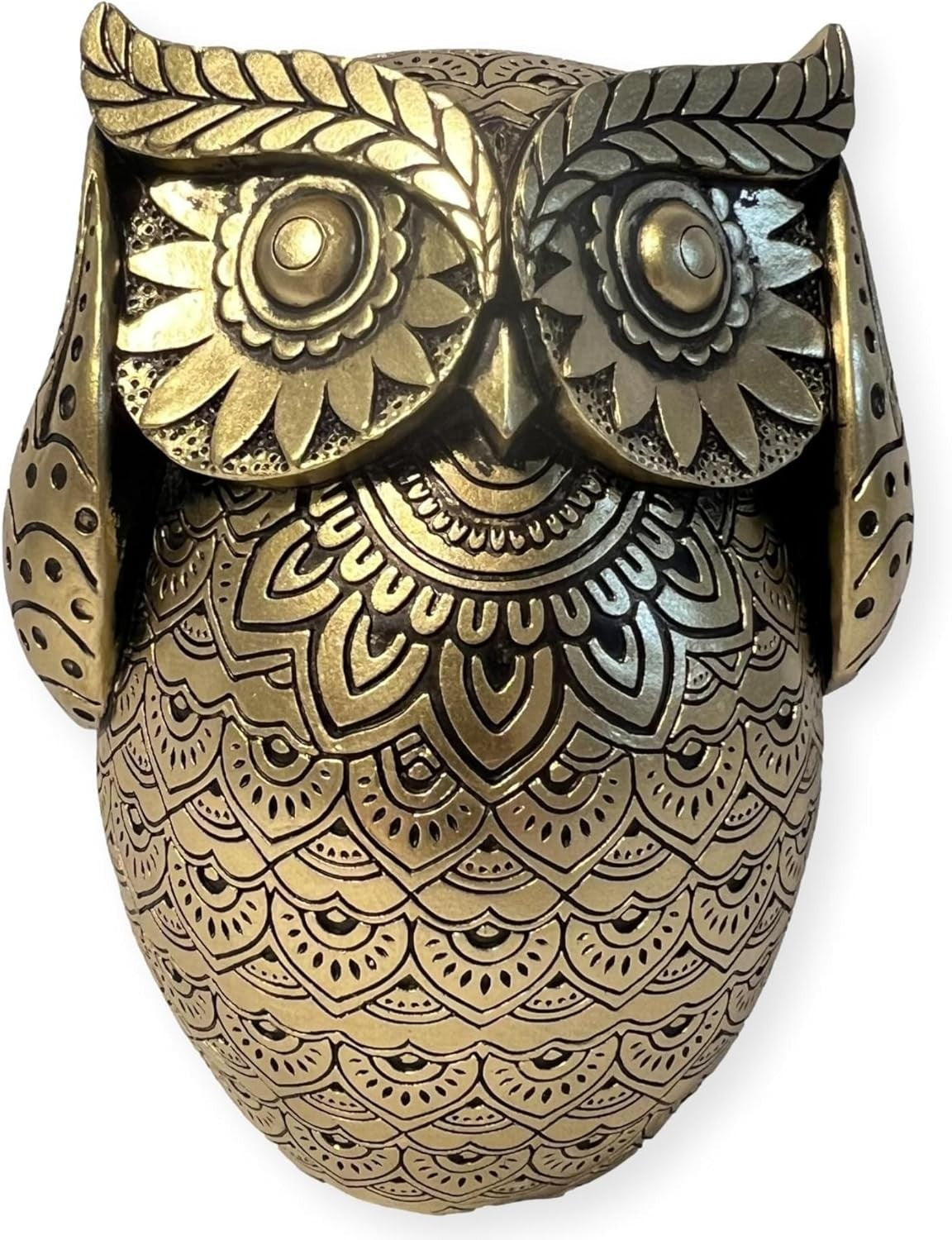 Golden Owl Ornament 13cm | Gold Home Decor Figurine | Detailed Polystone Statue