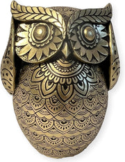 Golden Owl Ornament 13cm | Gold Home Decor Figurine | Detailed Polystone Statue