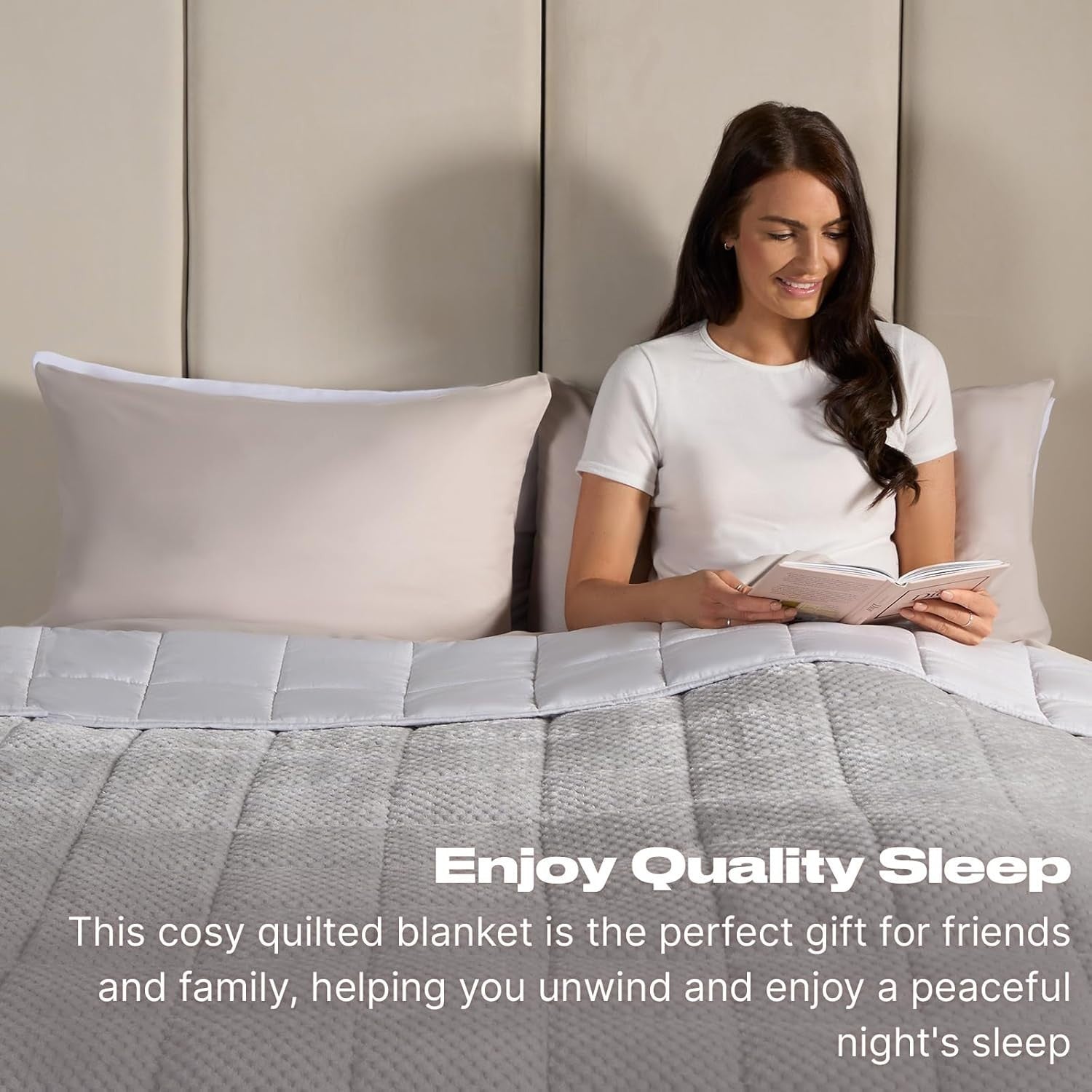 8kg Weighted Blanket 150x200cm Silver Waffle Fleece Double Bed Sleep Therapy