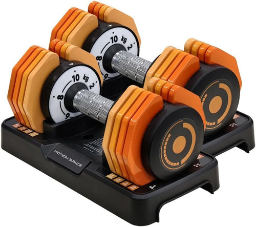 5-in-1 Adjustable Dumbbells Pair 4.5–22.5LB 1-Sec Dial Compact Home Weights